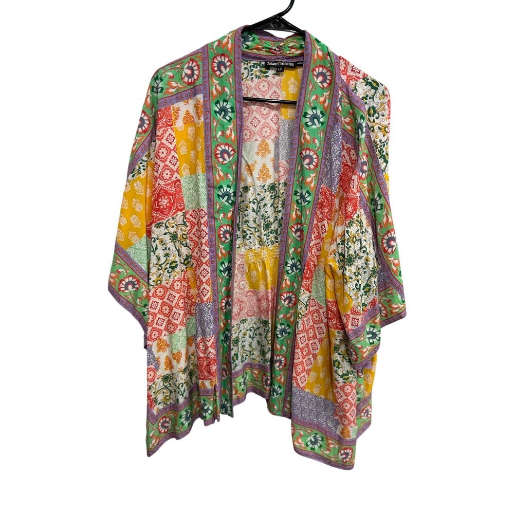 Tolani Collection Raelyn Floral Patchwork Kimono Multicolor Sz Large Petite Boho